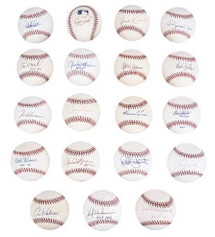 Lot of (19) Hall of Famers Signed Baseballs Including Derek Jeter, Kirby Puckett, Hank Aaron, and Mariano Rivera (JSA Auction LOA)